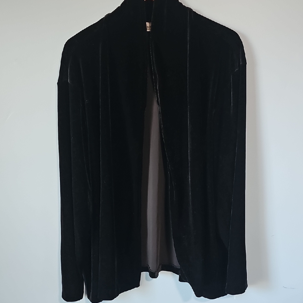 Vintage Fashion Bug Black Velvet Women's Cardigan Size 30/32W